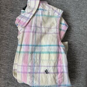 Multicolored Ralph Lauren short sleeve button up stripe top